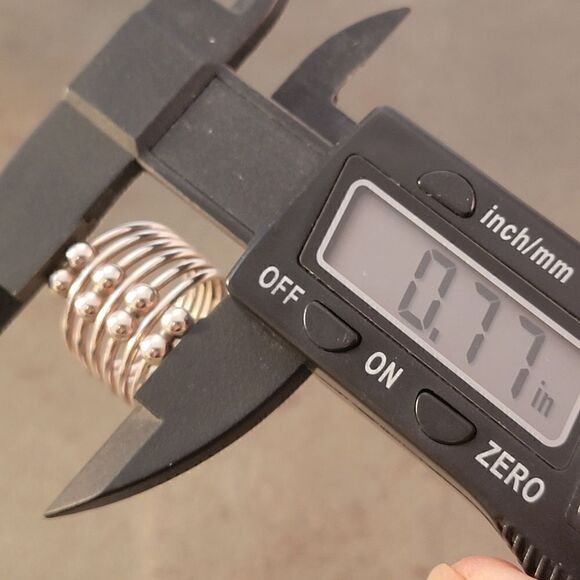 Vintage Sterling Silver Contemporary Double Ball Seven Loop Stacked - Picture 6 of 6